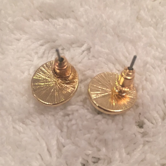Gold & Silver Druzy Stud Earrings - Picture 2 of 3